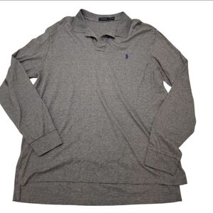 Polo Ralph Lauren Long Sleeve Gray Cotton Collard Shirt Size XXL